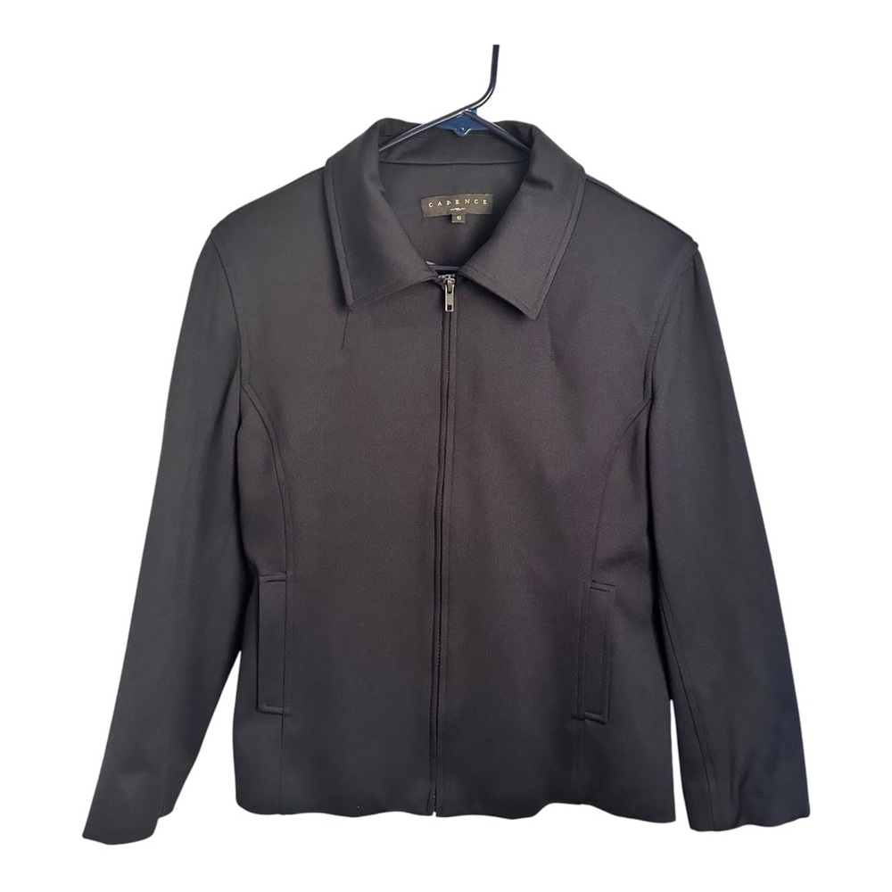 Cadence Black Stretch Zip Jacket Size M Nylon Spandex Lightweight Active Outdoor